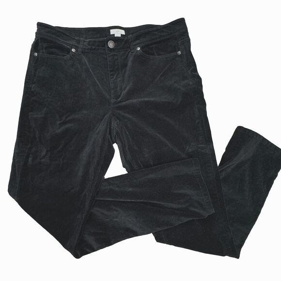 J. Jill Pants‎ Women's Size 10 (W33xL28) Black Stretch Velvet-Like Material - Picture 1 of 13